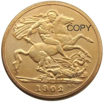 Marea BRITANIE 1902 Două de Lire sterline - Edward VII monede de Aur Placat cu Copia Fisei