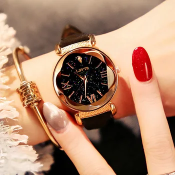 Moda Cerul Înstelat Femei Ceasuri de Lux, Elegant, Quartz Curea din Piele Colock Ceas Doamnelor ceasuri Cadou reloj mujer