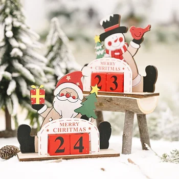 Lemn DIY Calendar Decor Creativ Casa lui Moș Crăciun din Lemn Decor de Crăciun Pandantiv Decor