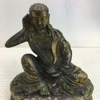 Rare antic cupru Tibetan Farmacistului statuie a lui Buddha / sculptură,ornamente Sculptate,lucrate Manual,colectia& podoabă