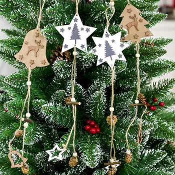 Ultimul Crăciun Din Lemn Model Stea De Cânepă Frânghie Con De Pin Pomul De Craciun Ornament Pandantiv Petrecere De Vacanță Decor Consumabile