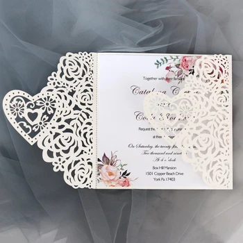 10buc Străpuns rose relief laser scrisoare de invitație perla hârtie invitații de nuntă de afaceri universal invitație