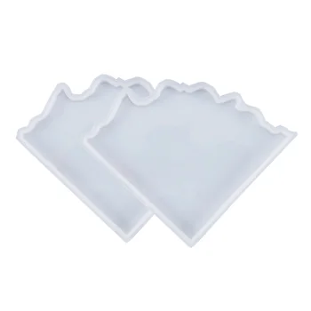 2 buc Neregulate Setarea de Masă Coaster Diy Cristal Epoxidice Mucegai Despicare Bijuterii Decor Oglindă Mucegai Silicon