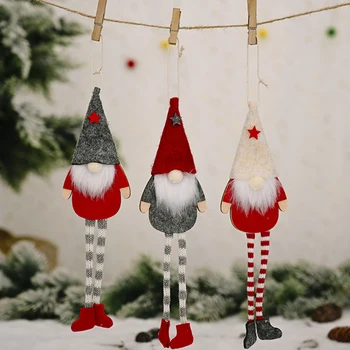 Decor De Crăciun Ornamente Pentru Pomul De Pădure, Moș Crăciun Agățat Fără Chip De Păpușă Pandantiv Din Lemn De Crăciun Păpușă De Crăciun Pitic Păpuși
