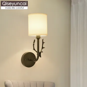 Qiseyuncai Nordic dormitor noptieră lampa de perete American minimalist cap de cerb de studiu camera de zi culoar de fundal lampă de perete