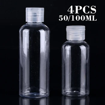 4x 50/100ml Clar Sticle de Plastic de Călătorie Lotiune de Lichid Șampon Cosmetice Dispenser Gol Machiaj Containere