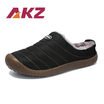 AKZ Plus dimensiune 37-48 de Iarnă din 2018 Bărbați Papuci de Înaltă Calitate, material impermeabil Blană Cald Afara pantofi Barbati de Casa Papuci de Apartamente