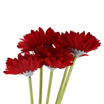 5 bucăți de flori artificiale Gerbera Gaensebluemchen Roșu