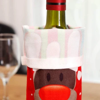 6 Buc de Crăciun Vin Pungi Reutilizabile de Craciun pentru Sticla de Vin Acoperă cu 6Pcs Șnururi, om de Zăpadă, Renii lui Mos craciun Model