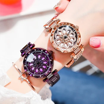 Superba zircon incrustate cu cadran rotativ doamnelor cuarț ceas ceas ceas ceas de sex feminin diametru 34mm femeie ceas