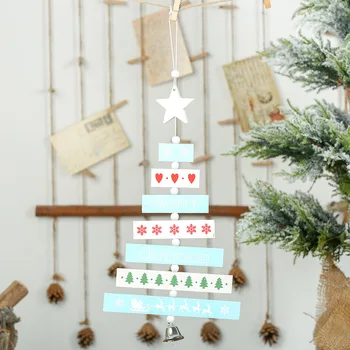 1buc Crăciun din Lemn de Arbore de Pandantiv Creative Stea cu Cinci colțuri Bell Pandantiv din lamele de Lemn Ornamente pentru Pomul de