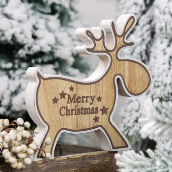 Decor De Crăciun Ornamente De Crăciun Fericit Tipărite De Lemn Elan Desktop Decor De Vacanță Figurine Copii Cadou Petrecere Acasă Decor