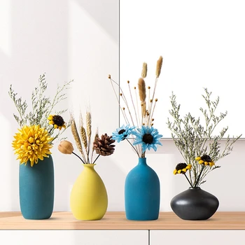 B-VIATA Modern, Gresie, Vaze ndoor de Flori în aer liber Planta de Decor Acasă Cilindru Vaza Ceramica Morandi Stil de Culoare Vaza de Flori