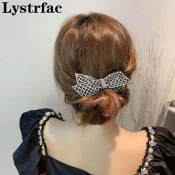 Lystrfac Arc Negru Design Bling Stras Hairpin pentru Femei, Fete, Moda Vintage sex Feminin Parte Primăvară Agrafa Doamnelor Pălării