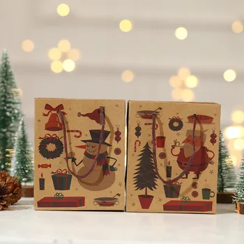 Crăciun Fericit Hârtie Kraft Geantă De Mână De Bomboane Cookie Gustare Cadou De Ambalare Sac De Puternic Rulment Cadou Titularii Cadou De Crăciun Sta Saci
