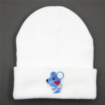 LDSLYJR mouse-ul animal broderie Îngroșa tricot pălărie de iarnă pălărie cald Chelioși capac beanie hat pentru barbati si femei 279