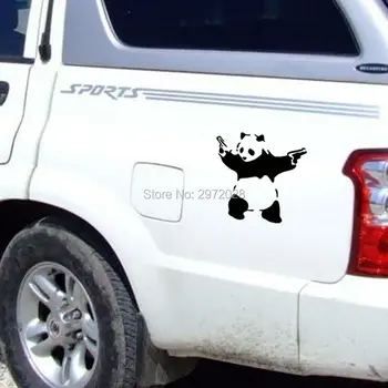Mai nou Design Panda Amuzant cu Arma Mașină Creativ Decorativ Auto Decal Masina de Desene animate Reflectorizante caroserie Decal Modelul de Vinil