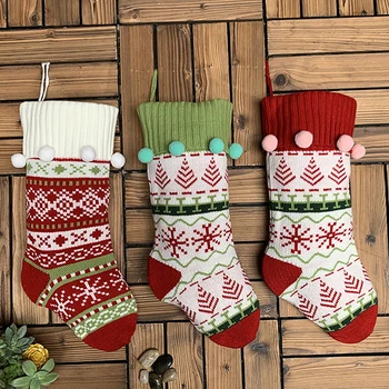 Ciorapi De Crăciun Cadou Sac De Lână Tricotate Șosete Copiii De Anul Nou Cadou De Crăciun Bomboane De Mere Saci Mari Ornamente Pentru Pomul De Craciun