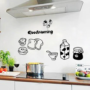 Buna Dimineata Lapte Pâine Desene animate Detașabil Autocolante de Perete pentru grădinițe de Copii Copii de Bucătărie Cameră Acasa Art Decalcomanii de Vinil YY76