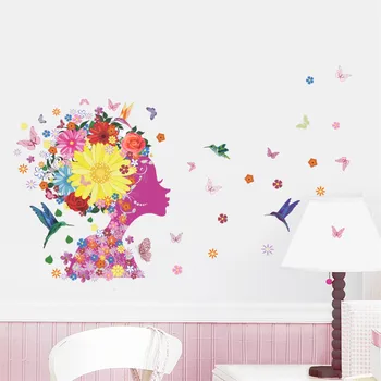 Roz Flori Zână Fluture Dans Autocolante De Perete Pentru Picturi Murale Decal Decor Acasă Rezistent La Apa Auto-Adeziv Tapet Pentru Camera De Zi