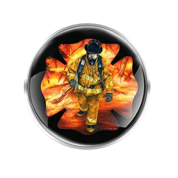 2021 Pompieri Tema Rotunda De Sticla Convex Partea De Sus Brosa Pentru Sac De Haine Decorare Ace Cadouri Bijuterii