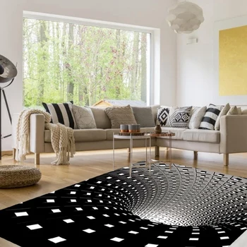 3D Covor de Lux, Covor Podea Mat Iluzie Mat Spirală Dreptunghi Covor 3D Geometrice Etaj Pad pentru Camera de zi Dormitor
