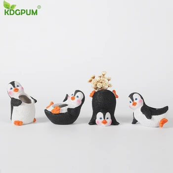 Pinguin Ghiveci De Animale Rășină Ghiveci Sculptura Suculente Ghiveci Meserii Desktop Aranjament De Flori Recipient Decor Acasă