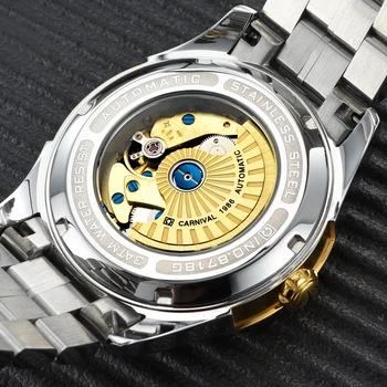 Elveția Brand de Lux Ceas Carnaval Barbati Ceasuri Barbati Schelet Luminos Safir reloj hombre Impermeabil Mens Watch C8718G-1