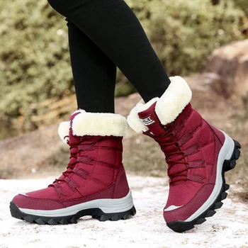 Femei 2021 new sosire fierbinte de vânzare en-gros pantofi de zăpadă de iarnă scurt de pluș rotund toe cross-legat de glezna cizme non-alunecare