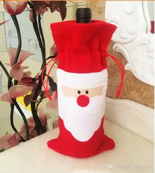 Ciorapi de crăciun 32*13cm Moș Crăciun Sticlă de Vin Roșu de Acoperire Saci de Craciun Masa de sticla sac Consumabile Partid