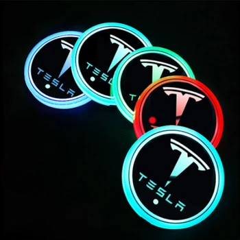 7 Culori Led Inteligent apă Luminos coaster Slot de Stocare Mat Atmosferă de Lumină Pentru Tesla Model 3 S X Y Accesorii Auto