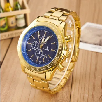 De Lux Brand De Top Ceas De Aur Pentru Bărbați Din Oțel Inoxidabil, Piele Ceasuri Analog Cuarț Încheietura Ceasuri Relogio Masculino