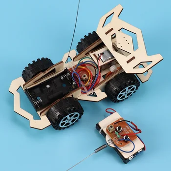 Copilul din Lemn de Asamblare DIY 4-CH RC Electric Masina de Curse Model Experiment de Jucărie Interesant Asamblare DIY Masina RC Model de cadouri