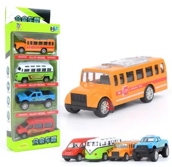 Simulare clasic mașină de jucărie,1:64 scară aliaj trage înapoi autobuz,camion, masina de jucării,4buc de Colectare model de jucărie,copilul e cadou,transport gratuit