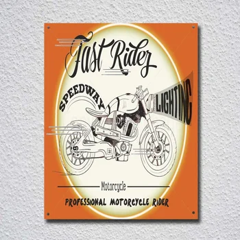 Fast Rider Motorcycle Vintage Tin Sign Metal Sign Metal Poster Metal Decor Metal Painting Wall Sticker Wall Sign Wall Decor