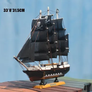 Acasă Decor În Stil Mediteranean, Caraibe Pirate Black Pearl Model De Navă Cadou De Ziua Stil Mediteranean Ornament De Birou A01