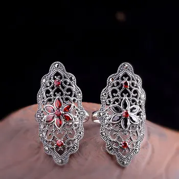 Autentic Argint 925 Inel De Piatră Prețioasă Pentru Femei Eleganta Granat Roșu Agat Inele De Nunta Petrecere Cadou Bijuterii Fine 2019